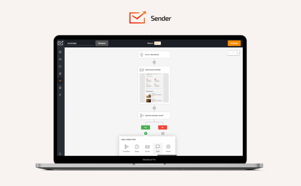 Sender automation sequence mockup