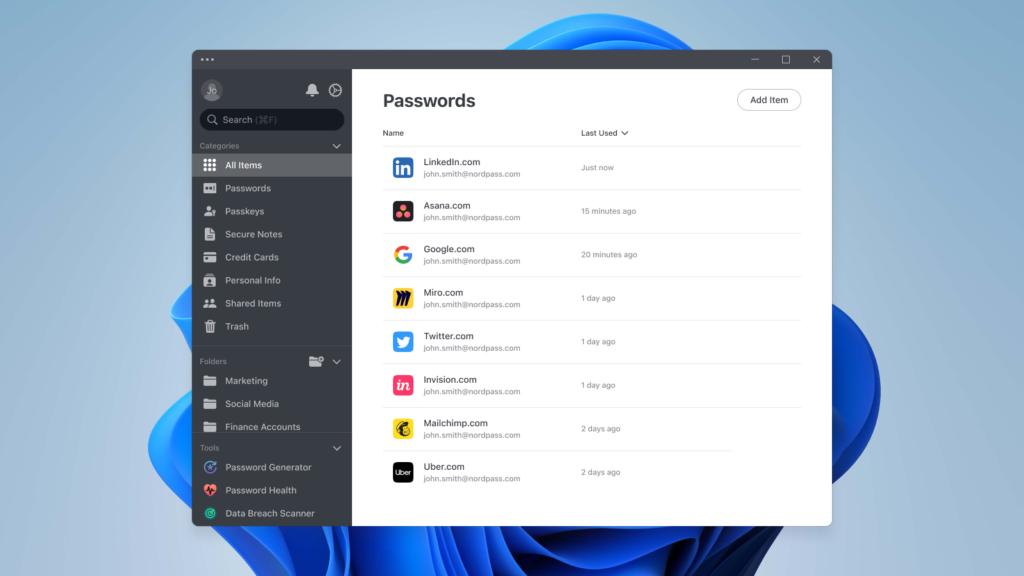 NordPass Passwords screenshot ad